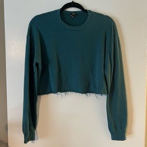 Blue long sleeve crop top
